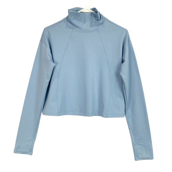Athleta Whistler Mock Neck Top Size XXS Blue Cropped Long Sleeve Pullover NWT - Picture 1 of 9